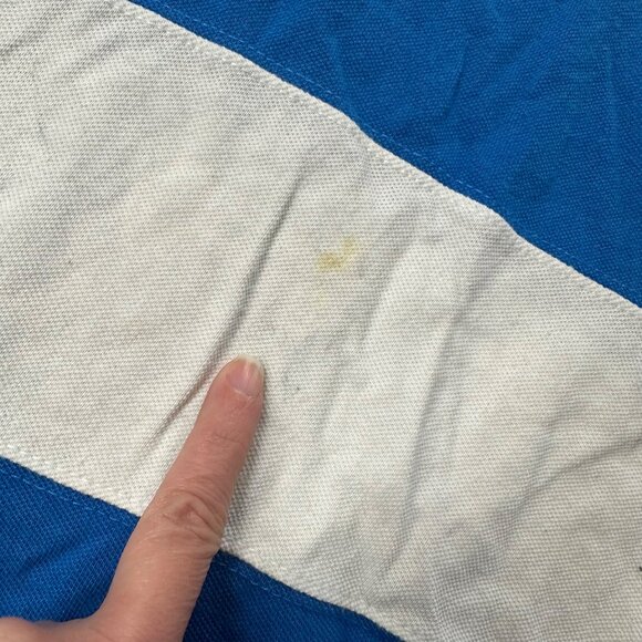 Vintage Southpole Polo Shirt 2XL Blue White Stripe Y2K 1990s Rugby Streetwear - Picture 7 of 9